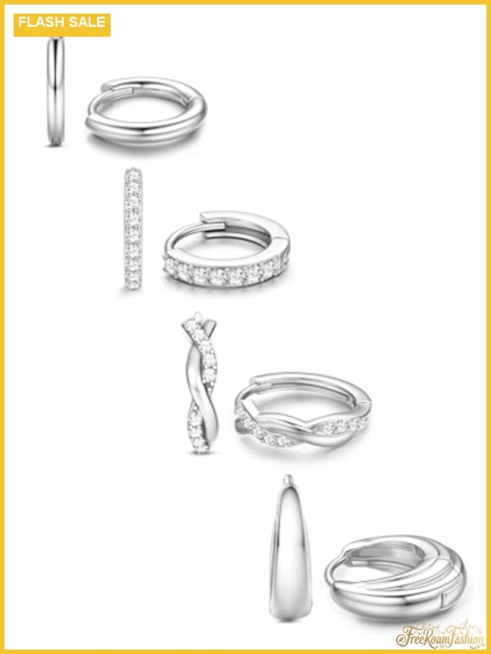 Set of 4 Gold Plated Hoop Earrings for Women Hypoallergenic Lightweight
